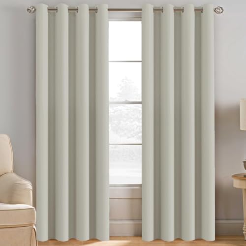 Image of H.VERSAILTEX Light Blocking Curtain for Living Room Thermal Insulated Window Treatment Panel /Drape for Dining Room, Elegant Soft Curtain for Bedroom Grommet Top One Panel (Ivory - 52x102 Inches)