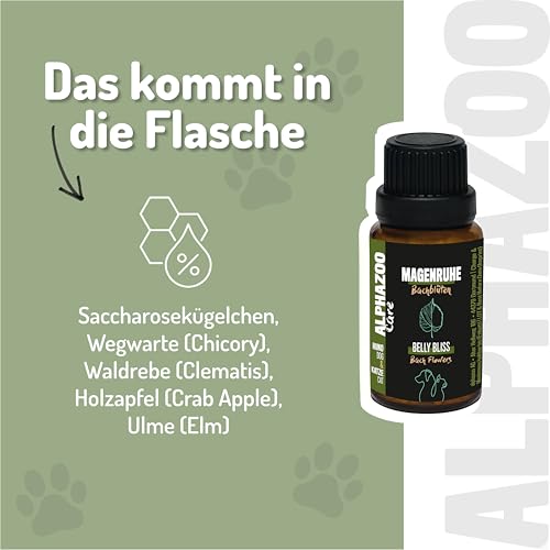 alphazoo Magenruhe Bachblüten für Hunde & Katzen Aller Rassen 15 g I Globuli zur Regulierung der Verdauung I 100% natürliche Mischung nach Dr. Bach