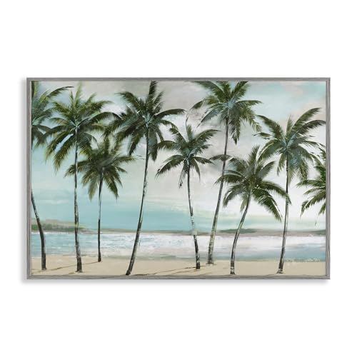 Poster encadré Palms in A Row Coastal cadre photo gris décoration murale maison