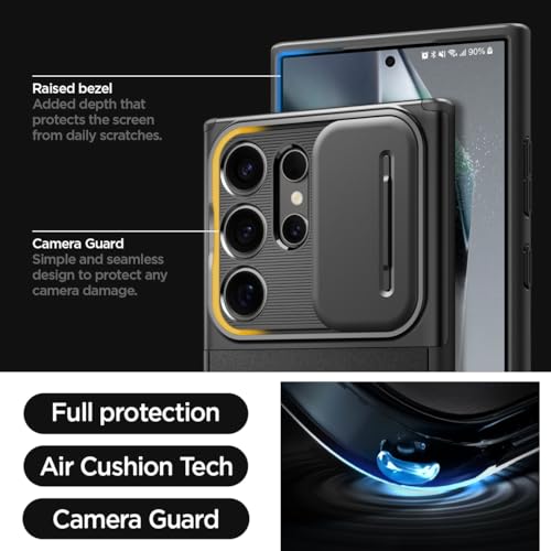 Spigen Optik Armor for Samsung Galaxy S24 Ultra Case, Galaxy S24 Ultra Back Cover (2024) - TPU+Poly Carbonate｜Black