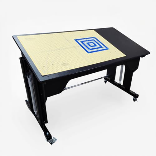 Martelli Advantage Electric Sewing Table 55x28 Tabletop - Remote Operated Height Adjustable Sewing Cabinet - Drafting Table with Cutting Mat, Rotary Cutter Deal (Black, Sensational)