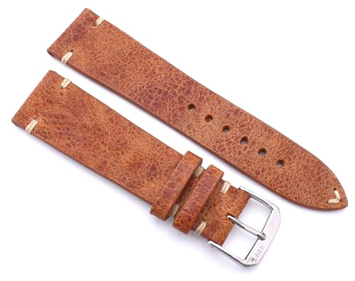 Bracelet montre 22mm Rios1931 Sagittarius en cuir marron fait main