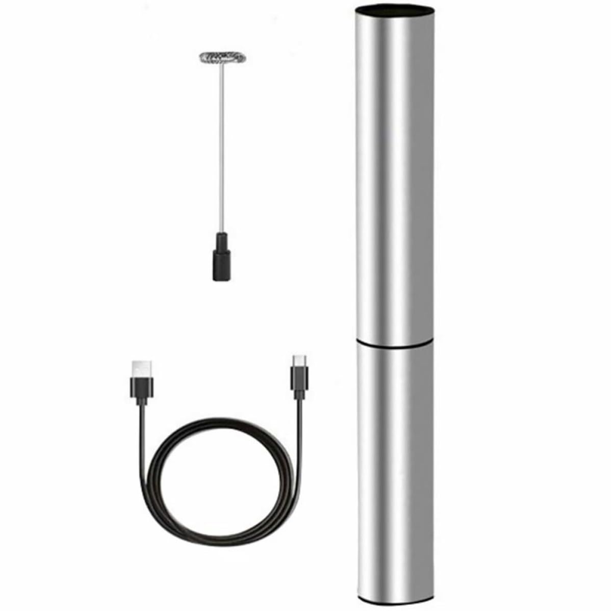 Montalatte Elettrico in Acciaio Inox, Leggero e Portatile, Argento