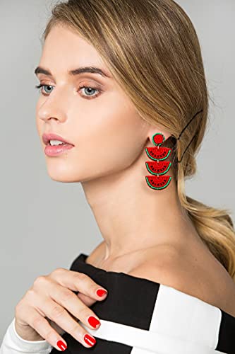 Beaded Dangle Earrings Handmade Bead Avocado Pineapple Watermelon Earrings Bohemia Statement Fruit Drop Earrings Summer Beach Jewelry Gifts2