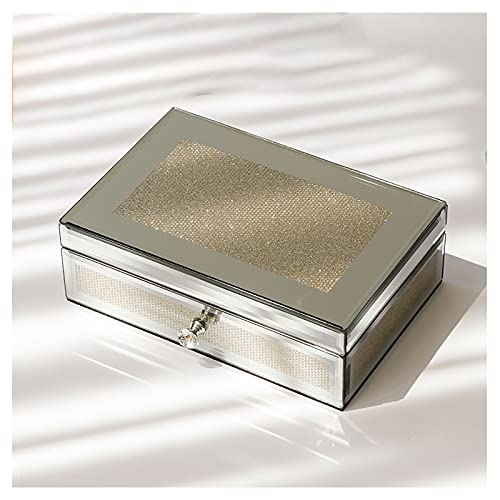 Boîte de rangement de bijoux et cosmétiques avec miroir et compartiments