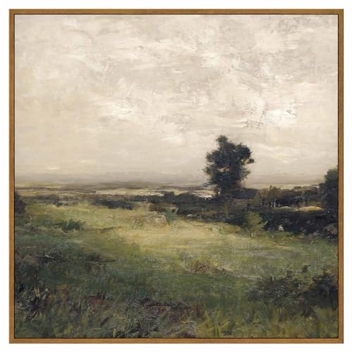 InSimSea Square Framed Canvas Wall Art, Landscape Room Decor Classical Scenery Vast Valley Grassland Oil Paintings Canvas Art Wall Decor, Home Decor for Living Room Bedroom Bedroom Office 20
