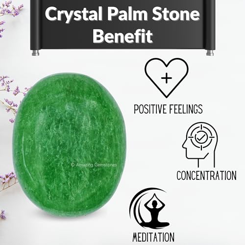 Image of Amazing Gemstone Green Strawberry Quartz Crystals and Healing Stones - Large Palm Stone Crystals Piedra - Crystal for Good Luck, Positive Energy, Meditation - Unique Stocking Stuffers Gifts for Women