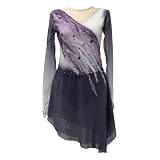 Vestido De Patinaje Artístico Sobre Hielo For Niñas, Ropa De Baile De Ballet, Falda Tutú De Manga Larga Brillante For Presentaciones En El Escenario(3XL)