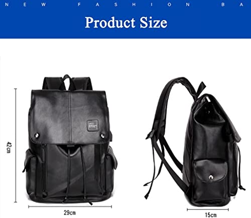 Fashion Man Vintage Retro Backpack PU Leather Travel Bag laptop backpack School Bookbag for College Travel Backpack designed for 15 Inch Macbook Computer