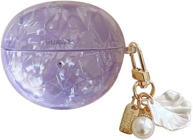 for Huawei Freeclip Earphone Case, Exquisite Interesting Unique Seashell Pattern Wireless Bluetooth Headset Protective Cover for Women Girls