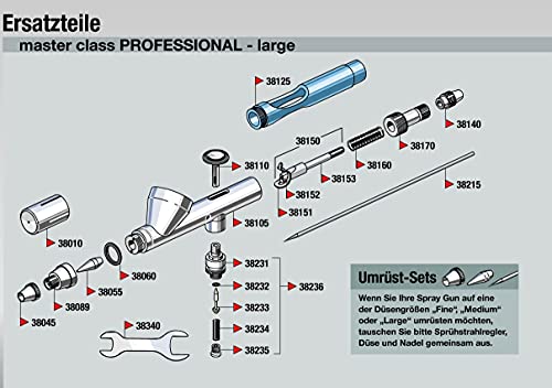 Revell Spritzpistole Master Class I Airbrush I Flexible Anwendung I Ideal für detaillierte Modellbauprojekte I Hochwertige Spritzpistole für präzises Arbeiten