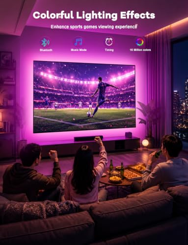 Image of MATICOD LED Lights for TV Led Backlight, 16.4ft RGB Led Strip Lights for TV Lights Behind, USB Led Light Strip for 55-70in TV, Bluetooth APP Control Music Sync Ambient Lighting for Gaming Room
