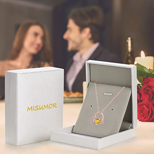 Misumor 925 Sterling Silver Necklaces For Women Silver Gold Rosegold Heart Pendant With Birthstone Jewelry Gifts For Girlfriend Mom Wife On Birthday Anniversary Valentines Day #TOP4