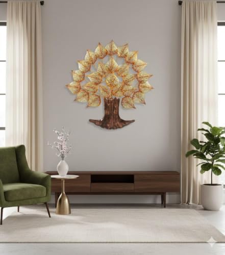 Image of Bharat Art Metal Iron Wall Art Decor for Home Bedroom Living room Cafe Interior Decorative | Elegant Wall Hanging Sculpture with LED Light | Gift Item | Tamrind Tree | 30X2X30 INCH | CW039