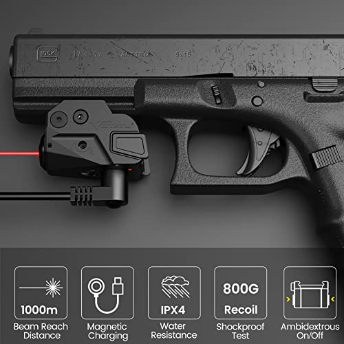 Votatu H6L-R Ultra Compact Pistol Red Laser Sight, Rechargeable Sub-Compact Red Dot Laser Beam With Handgun Rail Locating Keys For Glock, 1913 Picatinny, Sig P320, Beretta 90Two, S&W 99 And S&W Tsw #TOP5