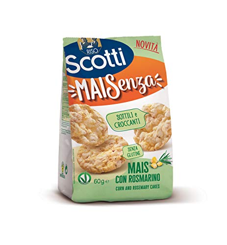Riso Scotti Snack - Maisenza Mais con Rosmarino - Snack Sottili e Croccanti Senza Glutine - 60 g