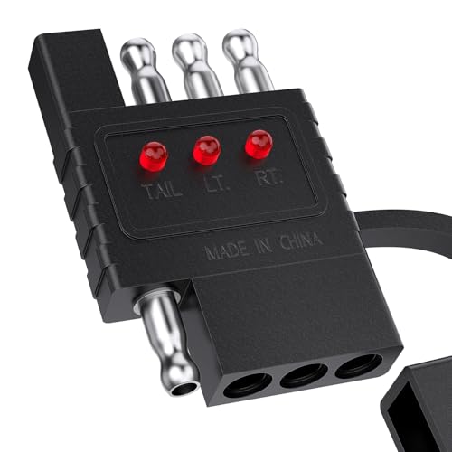 Image of Nilight 4 Way Flat Trailer Wiring Circuit Tester Male Female Double End | Wire 4 Pin test with LED Light Indicator for Turn Signal Tail Lights Trouble Shooting
