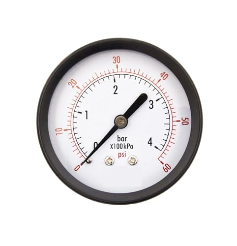 Manomètre 0-60 PSI haute précision avec boîtier robuste en acier noir et filetage 1/4 NPT