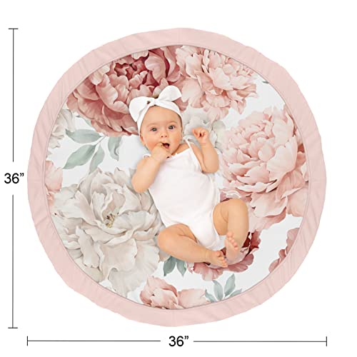 Image of Sweet Jojo Designs Blush Pink Boho Shabby Chic Floral Girl Baby Play Mat Tummy Time Activity Infant Playmat for Playpen Tent Teepee Floor Off White Bohemian Vintage Garden Watercolor Flower Elegant