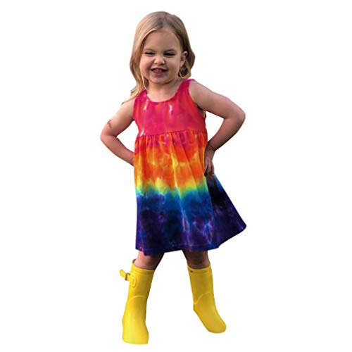 Girls Outfits&Set,Baby Girls' Dresses Toddler Infant Colorful Bandhnu Tie-dye Clothes Outfits,for Easter Day Child Clothes Gifts(Red,4-5 Year)