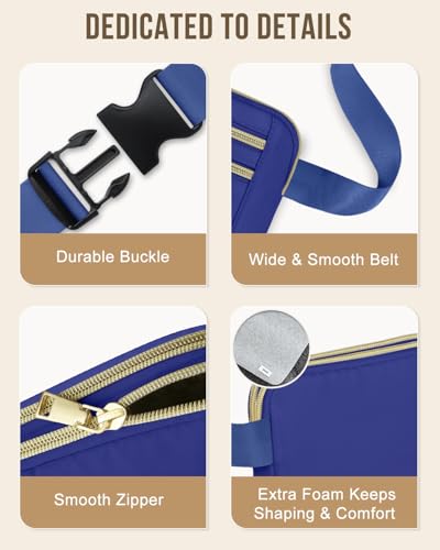 Image of Fanny Packs for Women 4 Zip Pocket Crossbody Belt Bag Waist Bags | Waterproof, Fashion Waist Pack, Crossbody Bags for Women, with Adjustable Strap, for Workout,Running,Traveling(Blue,M)