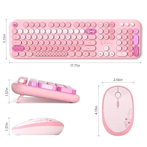 MOFII Wireless Keyboard and Mouse Combo, Cute Retro Typewriter Keyboard and Silent Mouse - image 6