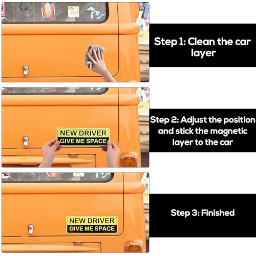 Image of 3pcs New Driver Magnet for Car, Reflective Magnetic New Driver Sticker Durable Removable Car Bumper Sticker for Novice Drivers, Student Driver Warning Sign