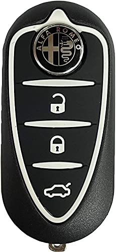 Clé de télécommande compatible pour Alfa Romeo MiTo Giulietta Brera 159 coque avec lame à 3 touches+logo rouge noir