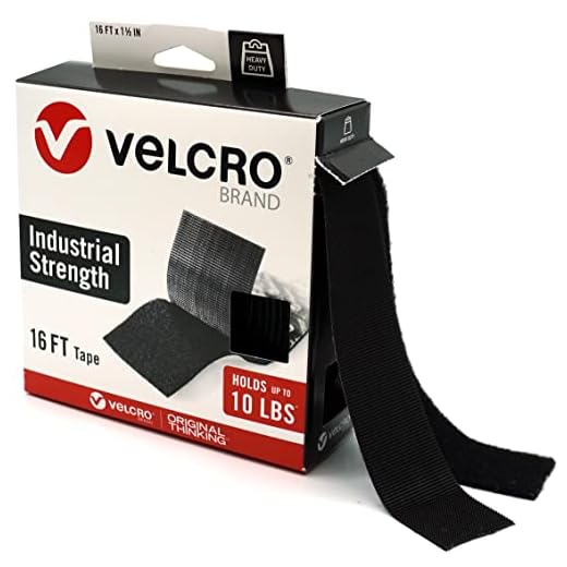 VELCRO Brand Heavy Duty Tape | 16 Foot Roll | Strong Sticky Back Adhesive Holds up to 10 lbs | Industrial Strength Fasteners for Indoor or Outdoor Use | 1-1/2in Width, Black (VEL-30838-USA)