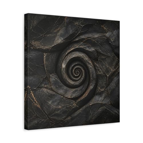 Toile Spirale de Pierre Abstraite Tableau Carré 40x40 Toile Sombre Mur Salon