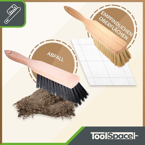 ToolSpace Handbesen - Handfeger aus Holz | 32x7x4,3 cm | Schneekehrwisch | Auto-Schneeräumung | Holzfeger Schneebesen | Holzbesen Winkel | Kehrwisch | Holzgriff Bürste | Schneefeger