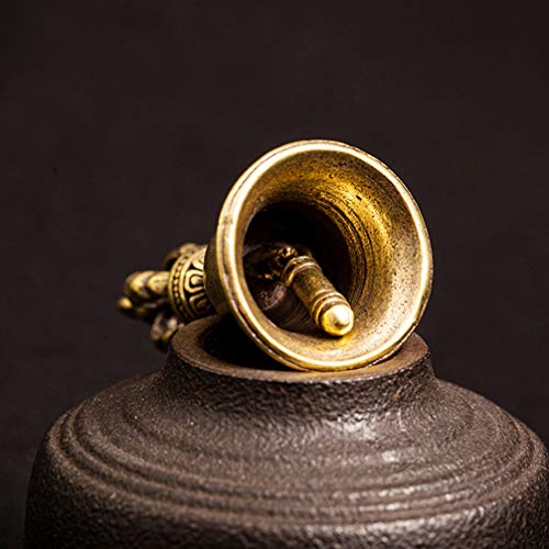 Vaguelly Vintage Decor House Gifts Metal Hand Bell Tibetan Buddhist Meditation Bell Brass Tibetan Hand Bell Dinner Copper Gold Bells Party Hand Bell Vintage Home Decor Car Decor #TOP1