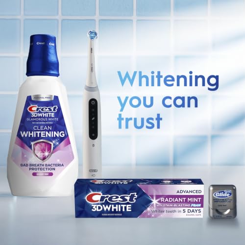 Crest 3D White Glamorous White Alcohol Free Multi-Care Whitening Mouthwash, Hydrogen Peroxide Mouthwash, Arctic Mint, 16 fl oz (473 mL) - Pack of 4, Crest Mouthwash - image 8