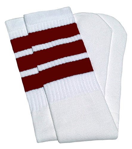 Chaussette tube blanc bordeaux Skatersocks 25 pouce pour éviter les irritations dues aux frottements