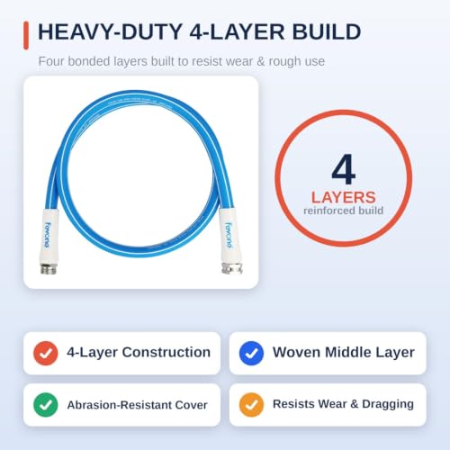 Image of FEVONE 5 ft Lead-in Garden Hose, Hose Reel Leader Hose | Flexible No Kink, Hybrid Polymer Heavy Duty Water Hose, 5 /8 ID, 600 PSI, Aluminum 3 /4 GHT Fittings for Garden Watering
