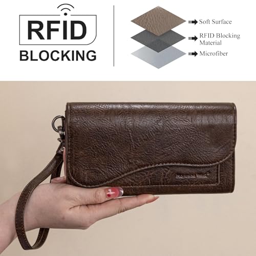 Image of Montana West Wallets for Women Large Phone Wristlet Wallets Trifold Money Organizers with Coin Purse and Wrist Strap