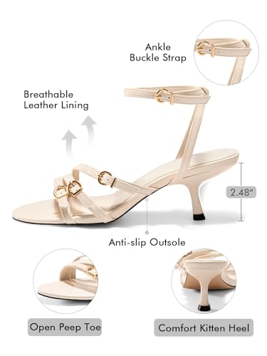 Coutgo Womens Kitten Low Heels Sandals Strappy Dress Shoes Open Toe Summer Party Wedding Shoes4