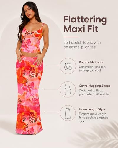 Image of Two Piece Skirt Set for Women - Sexy Sleeveless Spaghetti Strap Pleated Tank Top Maxi Long Skirts Sets