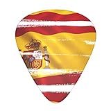 Púas de guitarra con bandera de España clásica, triangular, bajo, acústica y eléctrica, para guitarristas, 12 piezas