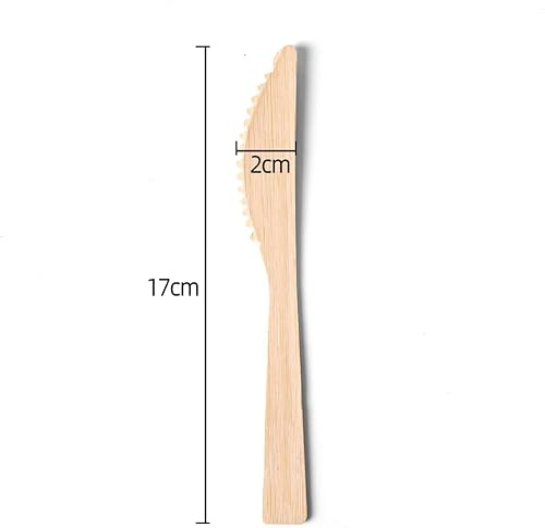 Miniatura 3 de Banbu Utensilios de bambú - 2400PK cuchillos compostables de bambú desechables cuchillos de viaje 100% biodegradables renovables cubiertos naturales