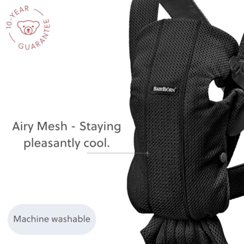 Image of BabyBjorn Baby Carrier Mini, Black, 3D Mesh | Newborn Carrier (7-15 lbs), Ergonomic, Easy-to-Use
