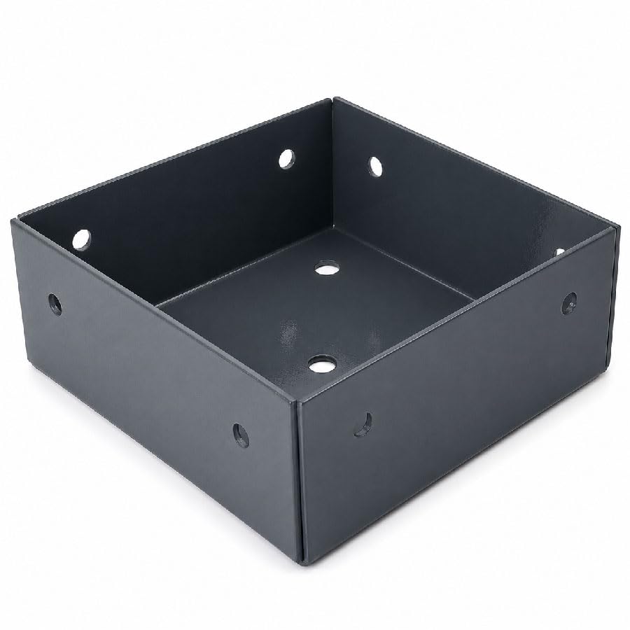 Heavy Duty Anthracite Grey Powder Coated Bolt Down Pergola Post Support - Fence Post Bracket - Post Holder - 150x150mm - 6x6