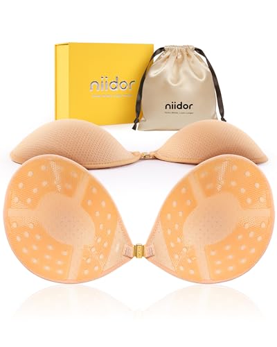 Niidor Original Breathable Women's Sticky Bra Magnetic Adhesive Bra Strapless Backless Reusable Invisible Bras with Gift Box