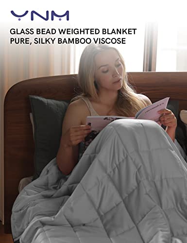 Image of YnM Cooling Weighted Blanket - 100% Cooling Oeko-Tex Certified Material with Premium Glass Beads (Light Grey, 48''x72'' 20lbs), Suit for One Person(~190lb) Use on Twin /Full Bed