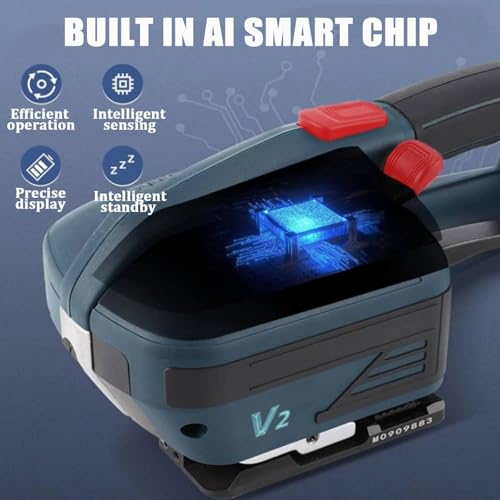 Electric Strapping Machine with LCD Screen Tool Portable Baler for 1/2-5/8 in PP PET Straps 2 x 4000mah Battery Powered Automatic Banding Box Pallet,1battery