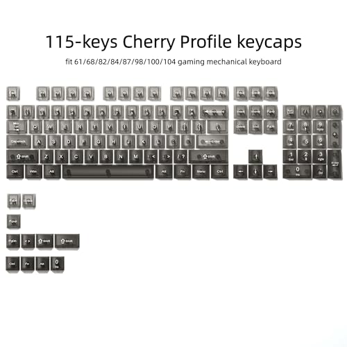 Image of dagaladoo Gradient Grey Translucent keycaps,Shine Through Keyboard keycaps 60 75 100%,Frosted Key caps Set,Cherry Profile Keyboard caps for Mx Switches Mechanical Keyboard(115key)