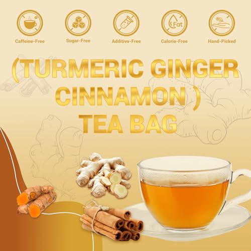 Turmeric Ginger Cinnamon Tea Bags, No Sugar, No Caffeine, 120 Count