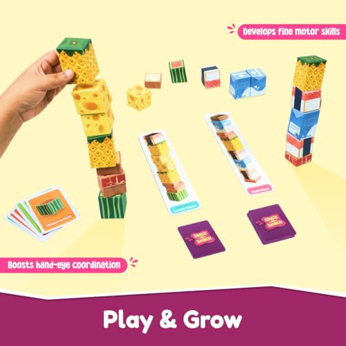 Image of Bloomingo Board Game - Stack A Snack: Interactive Stacking Game for Kids & Adults; Pick A Card & Race To Build you Tower Of Treats; Birthday Gift for Boys & Girls Ages 4, 5, 6, 7, 8, 9, 10, 11 & More