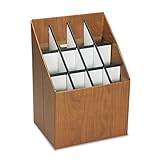 Pemberly Row 12 Compartment Upright Roll File, Corrugated Fiberboard, Walnut Woodgrain Finish, 22
