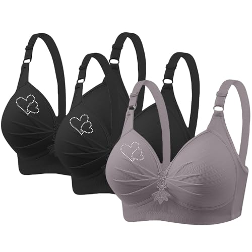 Brassière en coton sans armature lot de 3 avec bretelles réglables et col en V